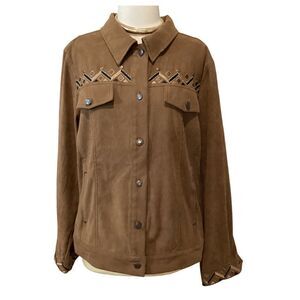 VINTAGE BOB MACKIE Brown
Western Button Down Shirt Jacket Brown Faux Suede L